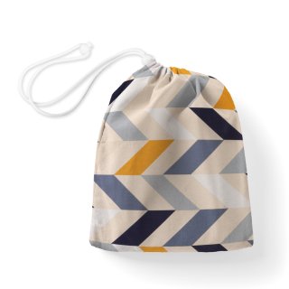 Bavlněný pytlík/sáček na přezůvky Sandra SA-751 Velké cik-cak modro-žluto-krémové pruhy - Biante.cz