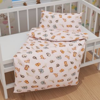Dětské bavlněné povlečení do postýlky Sandra SA-533 Australská zvířátka na růžovém - detail 1 - Biante.cz