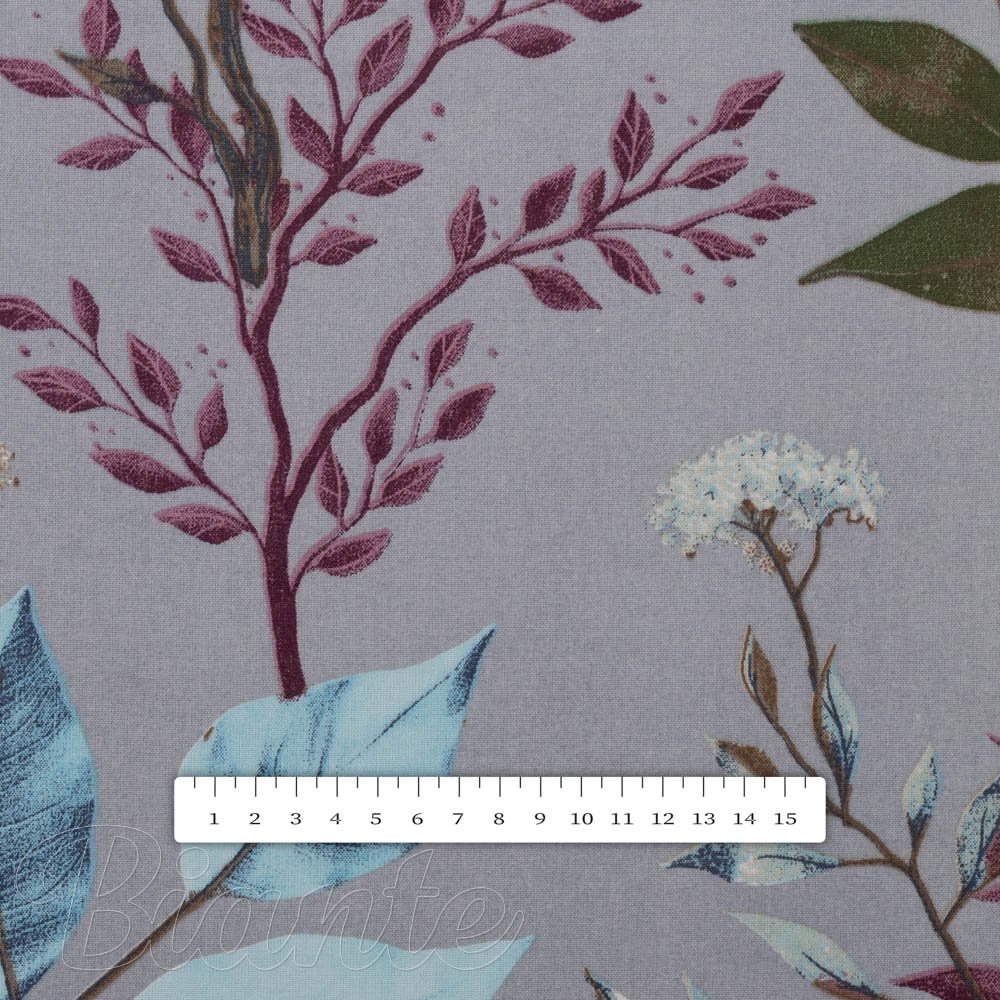 Bavlněná látka/plátno Sandra SA-621 Podzimní větvičky na modrošedém - šířka 160 cm - detail 3 - Biante.cz