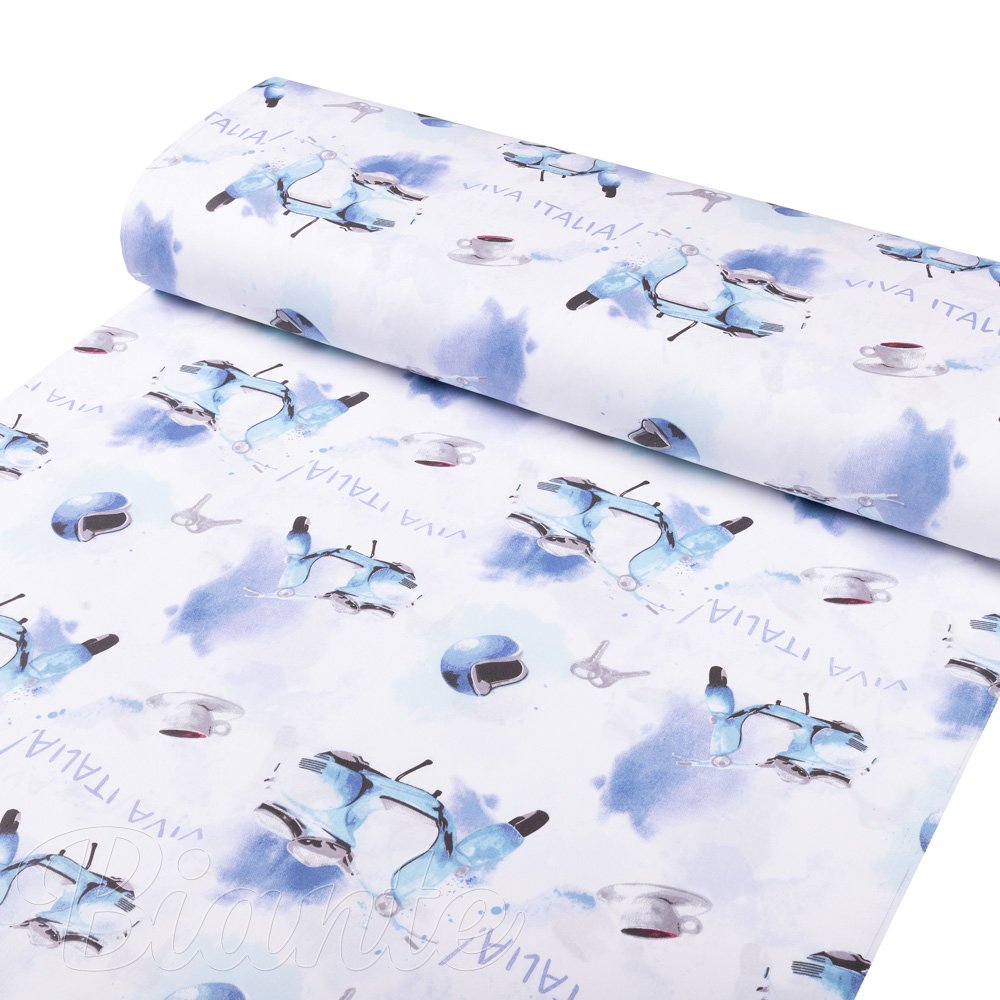 Bavlněná látka/plátno Sandra SA-289 Viva Italia modrá - šířka 160 cm - detail 1 - Biante.cz