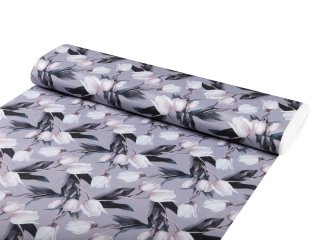 Dekorační látka PM-034 Bílé tulipány na šedém - šířka 150 cm - detail 1 - Biante.cz Dekorační látka PM-034 Bílé tulipány na šedém - šířka 150 cm - detail 1 - Biante.cz