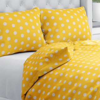 Bavlněné ložní povlečení Sandra SA-598 Bílé puntíky na žlutém - Biante.cz Bavlněné ložní povlečení Sandra SA-598 Bílé puntíky na žlutém - Biante.cz