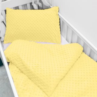 Dětské povlečení do postýlky Minky 3D puntíky MKP-021 Citrónově žluté - Biante.cz Dětské povlečení do postýlky Minky 3D puntíky MKP-021 Citrónově žluté - Biante.cz