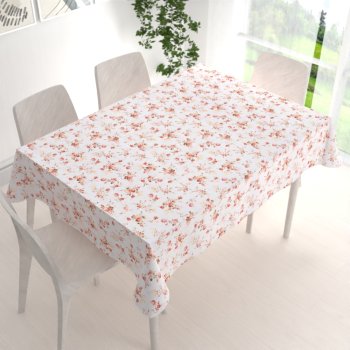 Velký bavlněný obdélníkový ubrus Sandra SA-304 Oranžovo žluté růžičky na bílém - detail 1 - Biante.cz Velký bavlněný obdélníkový ubrus Sandra SA-304 Oranžovo žluté růžičky na bílém - detail 1 - Biante.cz