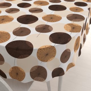 Bavlněný oválný ubrus Sandra SA-488 Hnědo-béžové designové pampelišky - Biante.cz Bavlněný oválný ubrus Sandra SA-488 Hnědo-béžové designové pampelišky - Biante.cz
