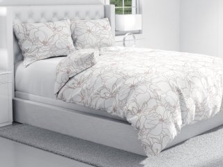 Bavlněné ložní povlečení Sandra SA-268 Béžové designové květiny na bílém - detail 1 - Biante.cz Bavlněné ložní povlečení Sandra SA-268 Béžové designové květiny na bílém - detail 1 - Biante.cz