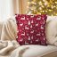 Sametový povlak na polštář s lemem Tamara TMR-045 Vánoční jeleni a stromky na červeném - detail 1 - Biante.cz