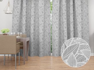 Dekorační závěs Leona LN-169 Bílé listy na šedém - šířka 270 cm - Biante.cz Dekorační závěs Leona LN-169 Bílé listy na šedém - šířka 270 cm - Biante.cz