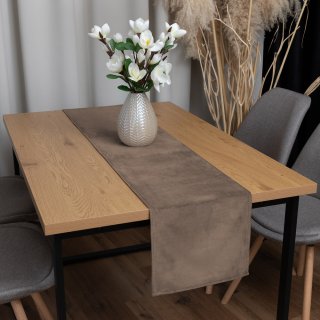 Sametový běhoun na stůl Velvet Premium SVP-005 Světle hnědý - detail 1 - Biante.cz