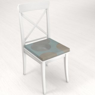 Zamatový štvorcový podsedák Tamara TMR-028 Designové kruhy na modrosivom - 38x38x3 cm - detail 1 - Biante.sk