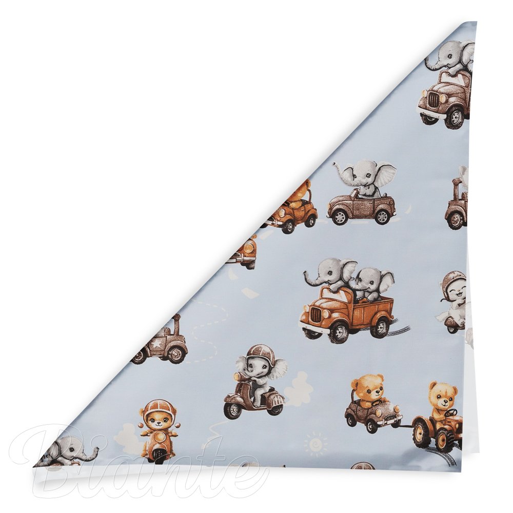 Detská bavlnená šatka Sandra SA-629 Zvieratká v autách na modrom - detail 1 - Biante.sk