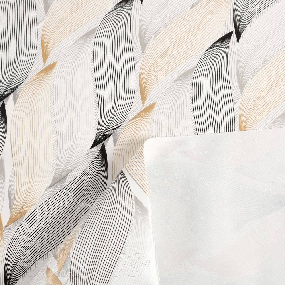 PVC obrus Zlato-strieborné designové vlnky na bielom PV-203 - metráž š. 140 cm - detail 3 - Biante.sk