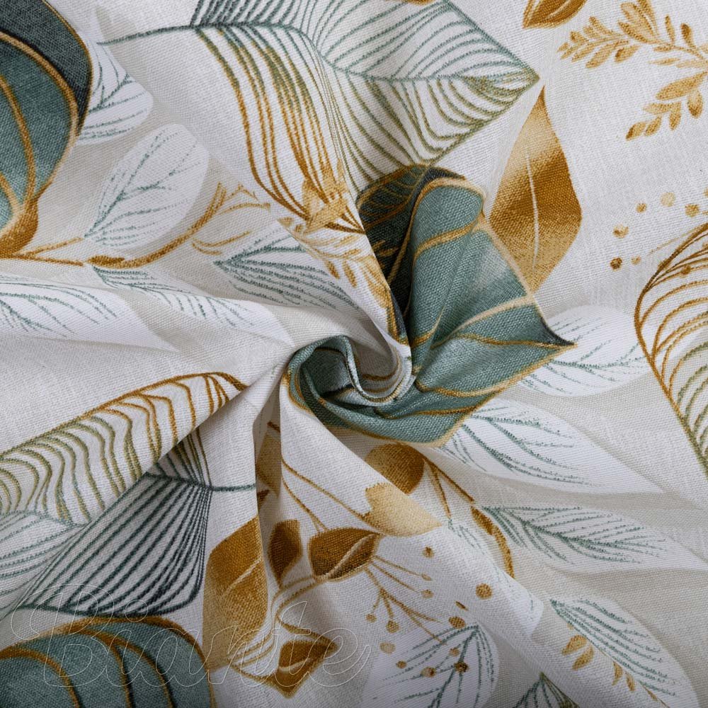 Dekorační látka Leona LN-174 Zelené listy na režném - šířka 140 cm a 280 cm - detail 2 - Biante.cz