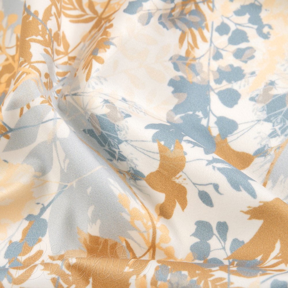 Sametová látka Tamara TMR-043 Hnědo-modré designové rostliny - šířka 140 cm - detail 7 - Biante.cz