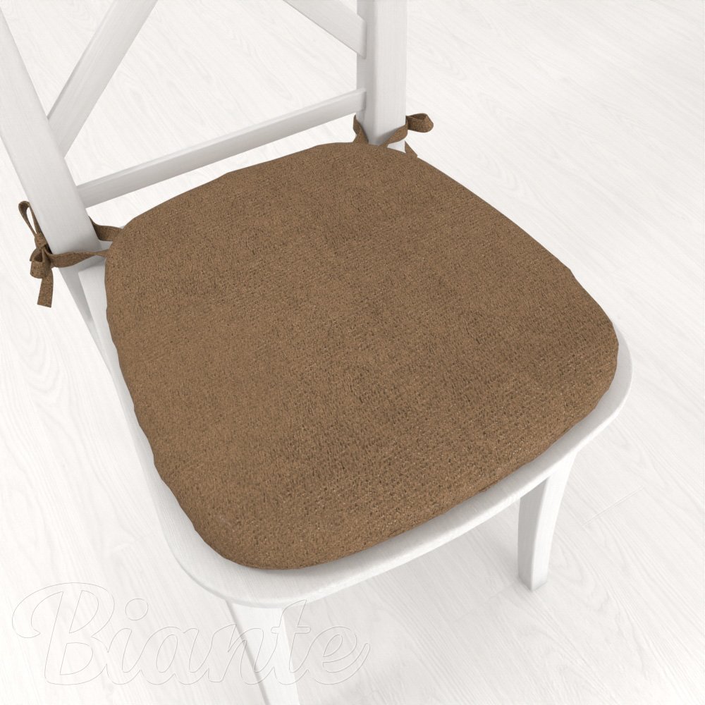 Oblý podsedák z imitace broušené kůže Alcantara ALC-015 Světle hnědý - 39x37x3 cm - Biante.cz