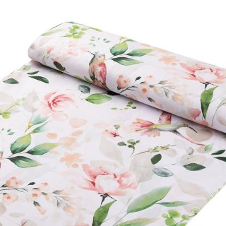 Bavlněná látka/plátno Sandra SA-432 Ptáci mezi květy - šířka 160 cm - detail 1 - Biante.cz