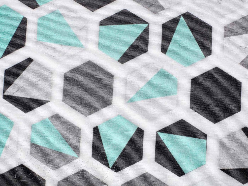 Dekoračná látka Leona LN-032 Tyrkysovo-sivé hexagóny - šírka 140 cm - detail 5 - Biante.sk Dekoračná látka Leona LN-032 Tyrkysovo-sivé hexagóny - šírka 140 cm - detail 5 - Biante.sk