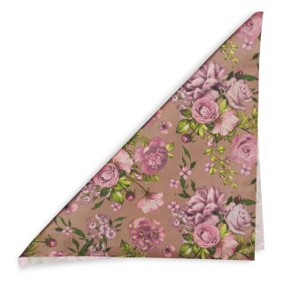 Bavlněný šátek Sandra SA-554 Růže a hortenzie na hnědém - detail 1 - Biante.cz