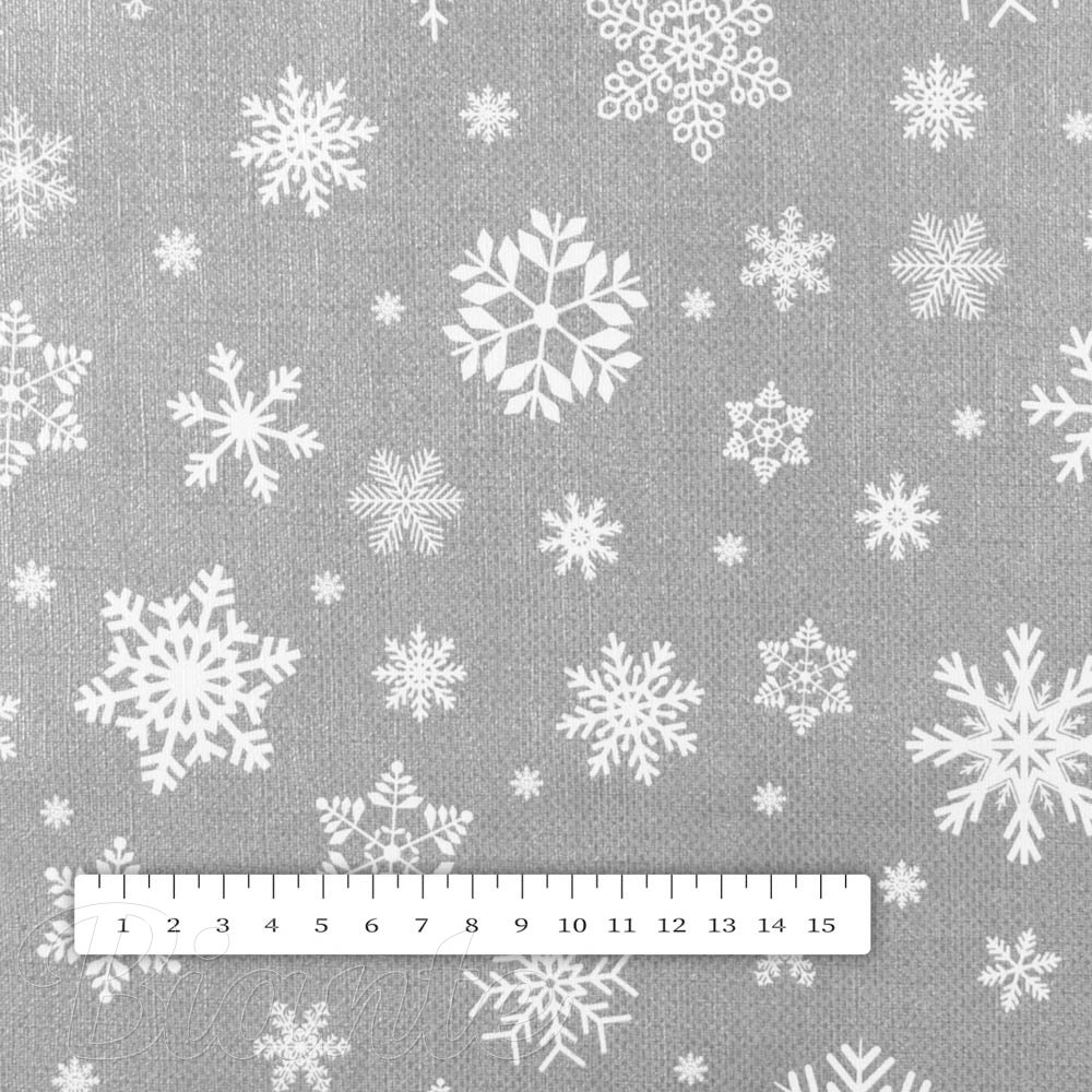 Vánoční PVC ubrus Bílé vločky na stříbrném PV-071 - metráž š. 140 cm - detail 3 - Biante.cz