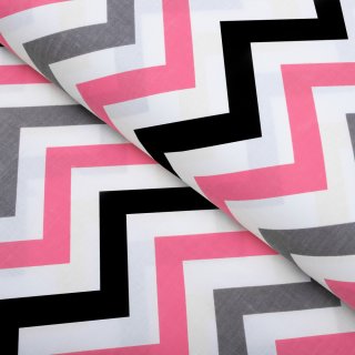 Bavlněná látka/plátno Sandra SA-377 Růžovo-šedo-černé cik-cak proužky - šířka 160 cm - Biante.cz