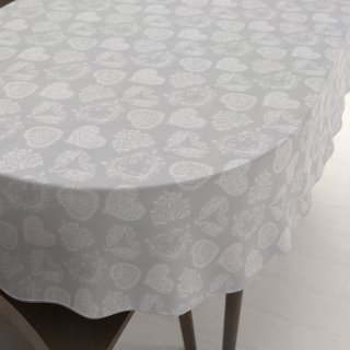 Dekorační oválný ubrus PML-071 Srdce s ornamenty na šedém - Biante.cz Dekorační oválný ubrus PML-071 Srdce s ornamenty na šedém - Biante.cz