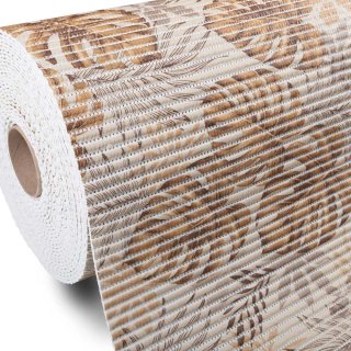 Kúpeľňová penová rohož / predložka PRO-045 Hnedo-béžové tropické listy - metráž šírka 65 cm - Biante.sk