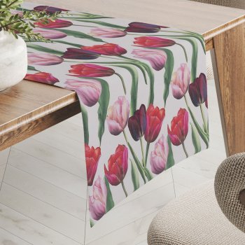 Dekorační běhoun na stůl Terra TRA-001 Tulipány na kouřově šedém - Biante.cz