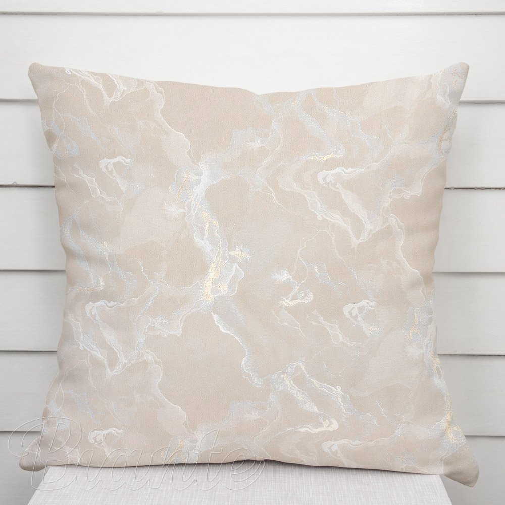 Sametový povlak na polštář Isabela IBL-018 Zlatý/kouřový mramor na pudrově béžovém - Biante.cz