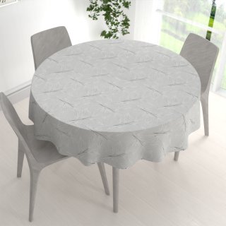 Dekorační kulatý ubrus Leona LN-165 Pnoucí lístky na šedém - detail 1 - Biante.cz Dekorační kulatý ubrus Leona LN-165 Pnoucí lístky na šedém - detail 1 - Biante.cz