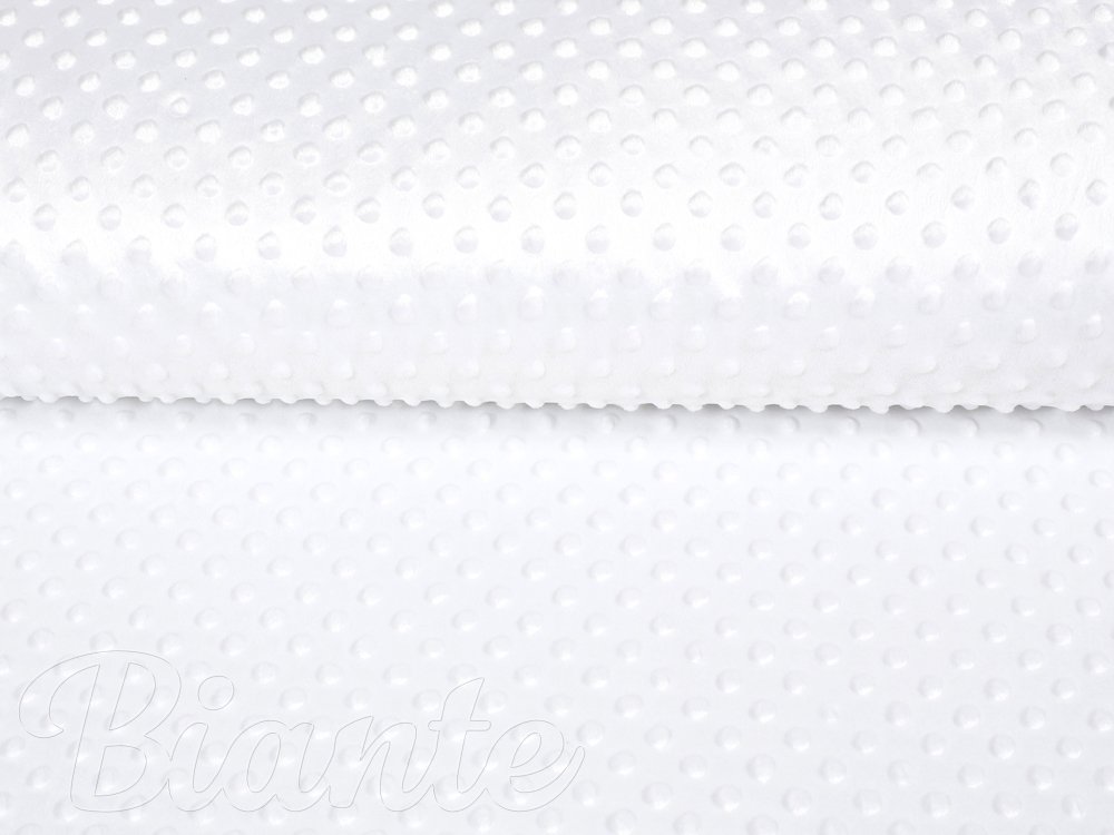 Dětská látka Minky 3D puntíky MKP-033 Sněhově bílá - šířka 150 cm - detail 4 - Biante.cz