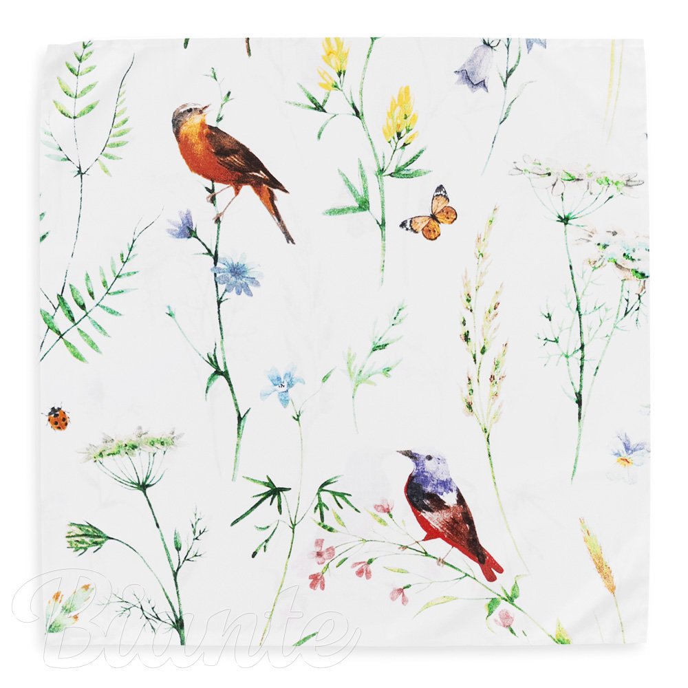 Bavlněný šátek Sandra SA-392 Luční kvítí s ptáčky - detail 2 - Biante.cz
