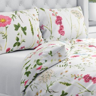 Bavlněné ložní povlečení Sandra SA-667 Velké luční kvítí na bílém - Biante.cz Bavlněné ložní povlečení Sandra SA-667 Velké luční kvítí na bílém - Biante.cz