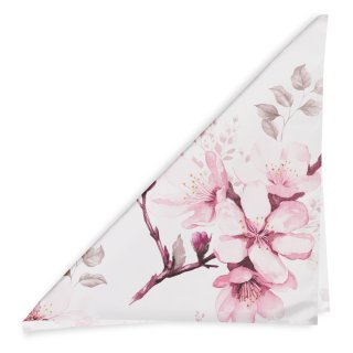 Bavlněný šátek Sandra SA-583 Růžové květy s větvičkami na bílém - detail 1 - Biante.cz