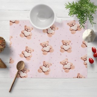 Dětské bavlněné prostírání na stůl Sandra SA-723 Medvídci se srdíčky na fialkovém - Biante.cz