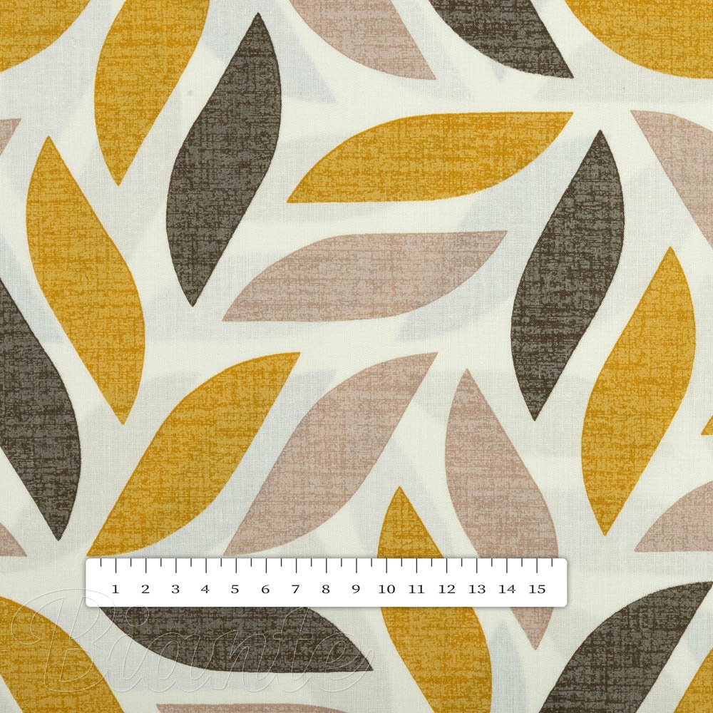 Bavlněná látka/plátno Sandra SA-423 Zlato-hnědé listy na krémovém - šířka 145 cm - detail 3 - Biante.cz
