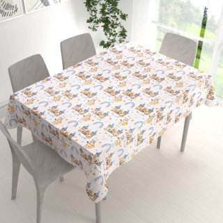 Dětský bavlněný obdélníkový ubrus Sandra SA-666 Modro-hnědé hrady a rytíři na bílém - detail 1 - Biante.cz Dětský bavlněný obdélníkový ubrus Sandra SA-666 Modro-hnědé hrady a rytíři na bílém - detail 1 - Biante.cz