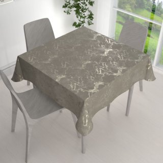 Veľký zamatový štvorcový obrus Isabela IBL-019 Zlatý/dymový mramor na sivobéžovom - detail 1 - Biante.sk