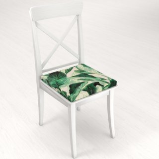 Zamatový štvorcový podsedák Tamara TMR-028 Veľké zelené listy - 38x38x3 cm - detail 1 - Biante.sk