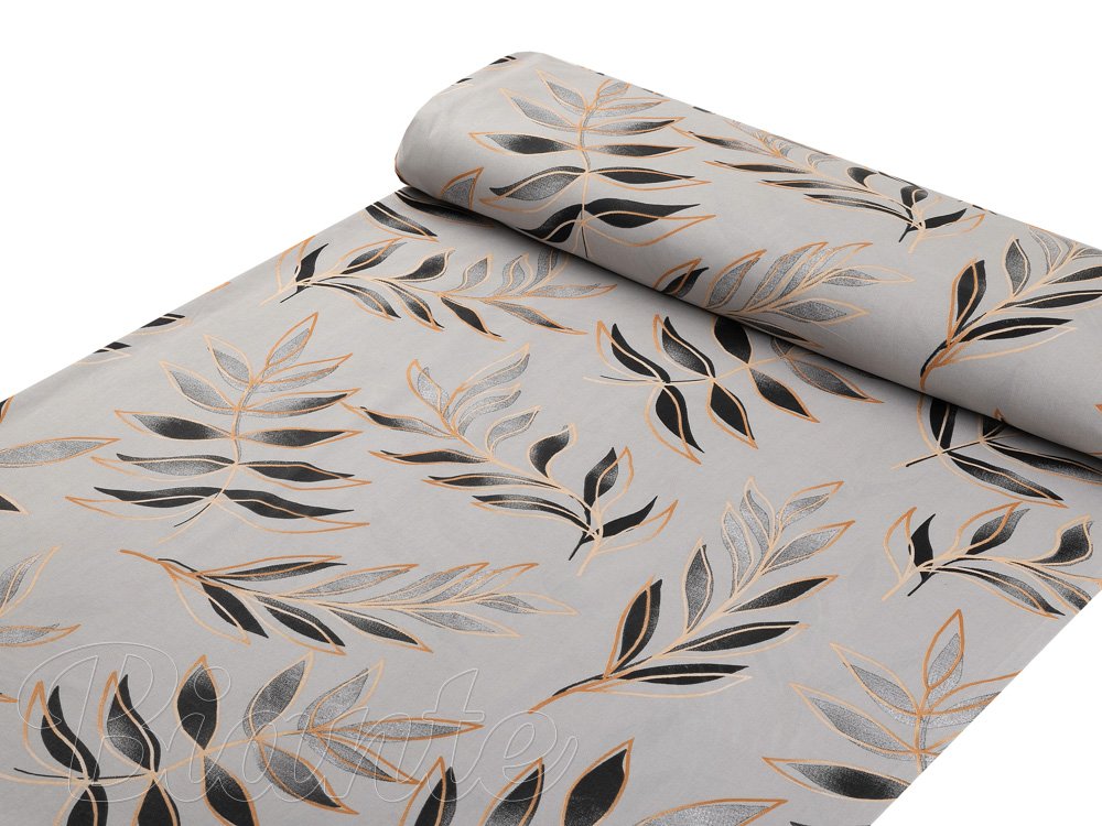 Bavlněná látka/plátno Sandra SA-437 Pnoucí listy na šedém - šířka 160 cm - detail 1 - Biante.cz