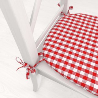 Oblý bavlnený podsedák Olivia OL-008 Červeno-biela kocka malá - 37x39x3 cm - detail 1 - Biante.sk