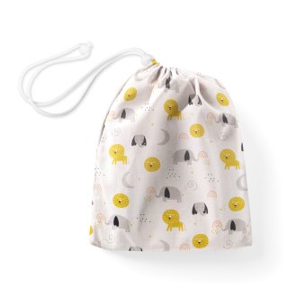 Bavlněný pytlík/sáček na přezůvky Sandra SA-649 Sloni a lvi na bílém - Biante.cz