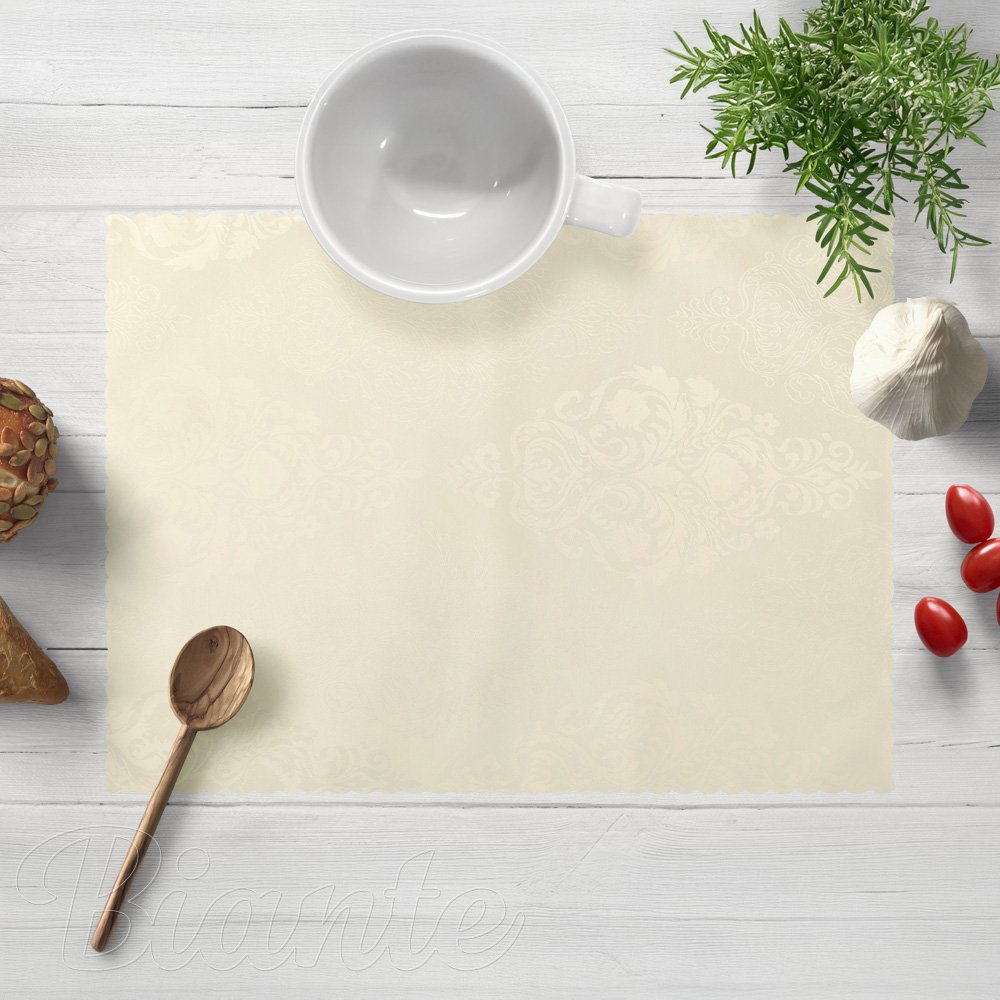 Teflonové prostírání na stůl TF-104 Světle vanilkový zámecký vzor - Biante.cz