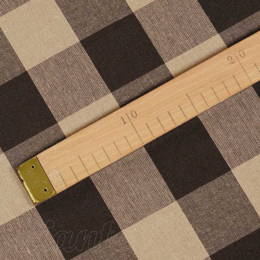 Bavlnená látka Olivia OL-017 Hnedo-béžová kocka veľká - šírka 150 cm - detail 5 - Biante.sk