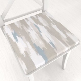 Zamatový štvorcový podsedák Tamara TMR-024 Sivo-béžovo-biele žíhané pásy - 38x38x3 cm - Biante.sk