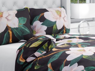 Bavlněné ložní povlečení Sandra SA-300 Květy magnolie na černém - Biante.cz Bavlněné ložní povlečení Sandra SA-300 Květy magnolie na černém - Biante.cz