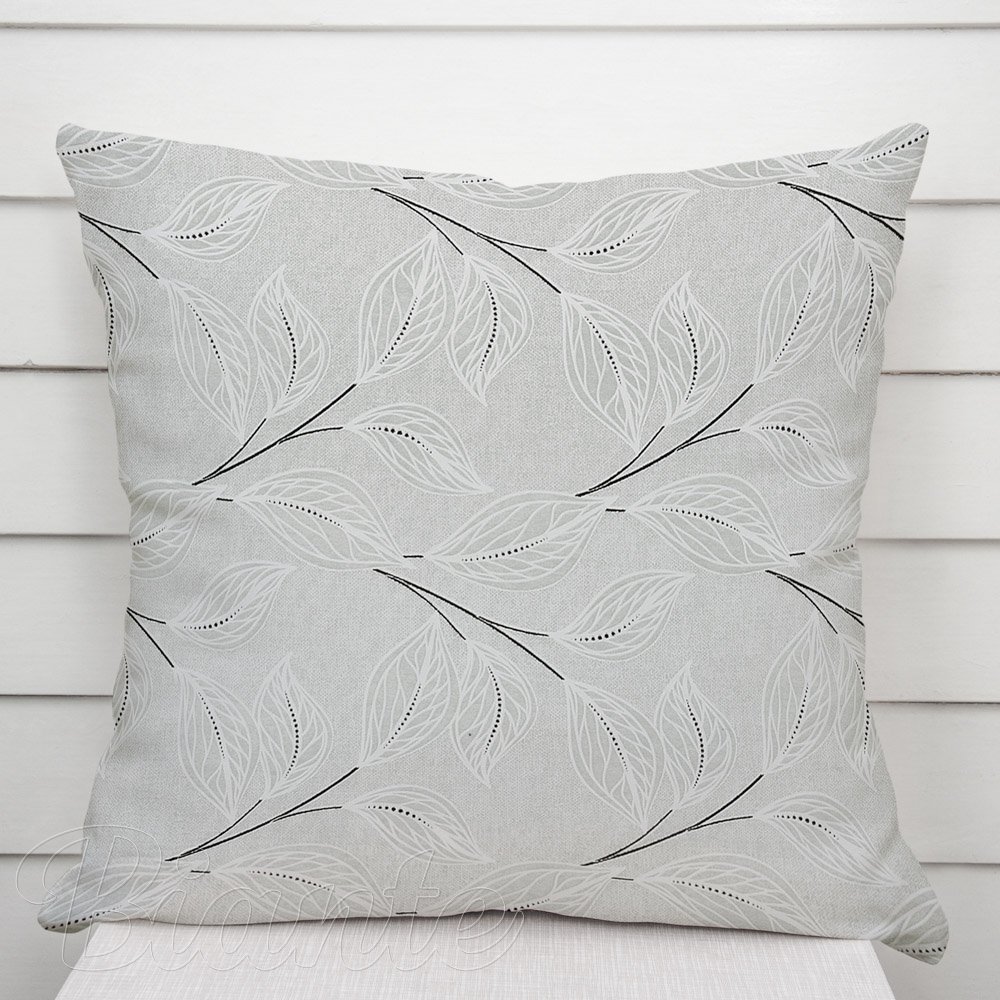 Dekorační povlak na polštář Leona LN-165 Pnoucí lístky na šedém - Biante.cz