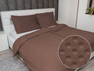 Hrejivé posteľné obliečky Minky TOP 3D bodky MKP-052 Čokoládovo hnedé - Biante.sk