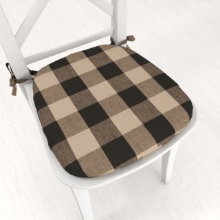 Oblý bavlnený podsedák Olivia OL-017 Hnedo-béžová kocka veľká - 39x37x3 cm - Biante.sk