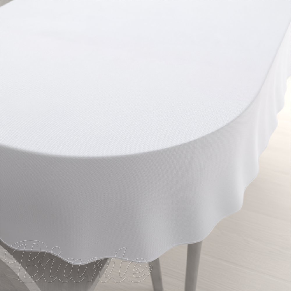 Teflonový oválný ubrus TF-068 Bílý bez vzoru - Biante.cz