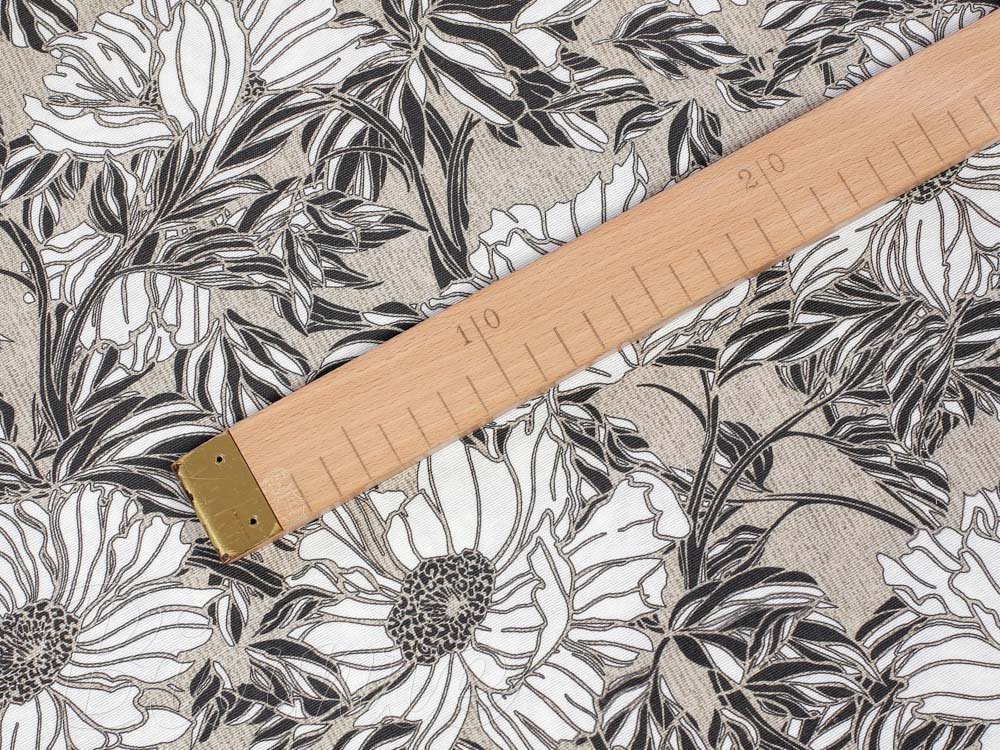 Dekorační látka Leona LN-112 Bílé květy na režném - šířka 140 cm - detail 3 - Biante.cz